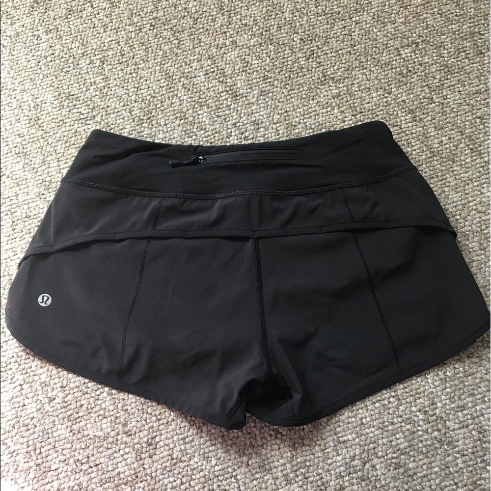 black Lululemon speed up running shorts size 4